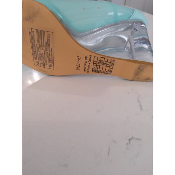 ⏳Forever 21 wedge heels bluegreen size 7.5 women's. Wedge is plastic resin Vogue - Picture 7 of 7